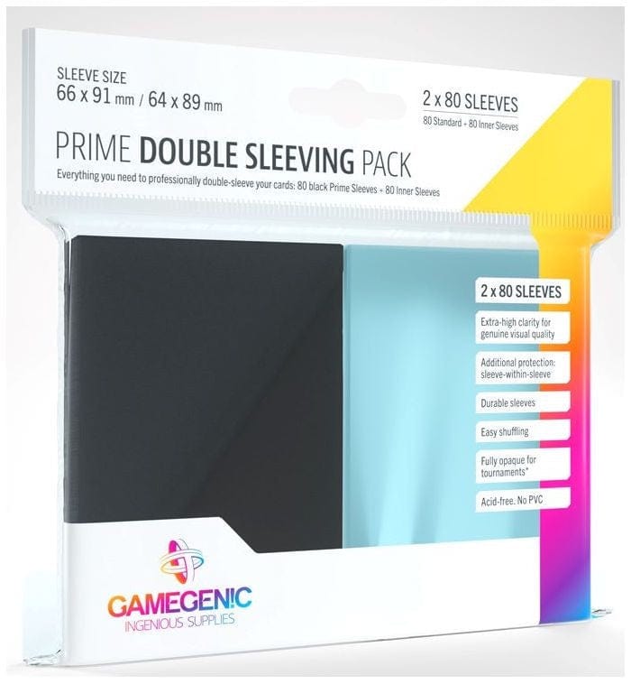 Gamergenic Collectible Trading Cards Gamegenic Prime Double Sleeving (66mm x 91mm) (2 x 80 Sleeves Per Pack) Black / Inner