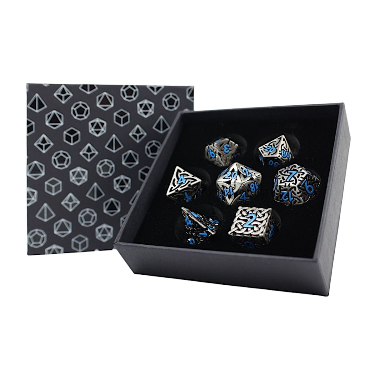 lets play games dice LPG Dice RPG Set Hollow Celtic - Stainless and Blue