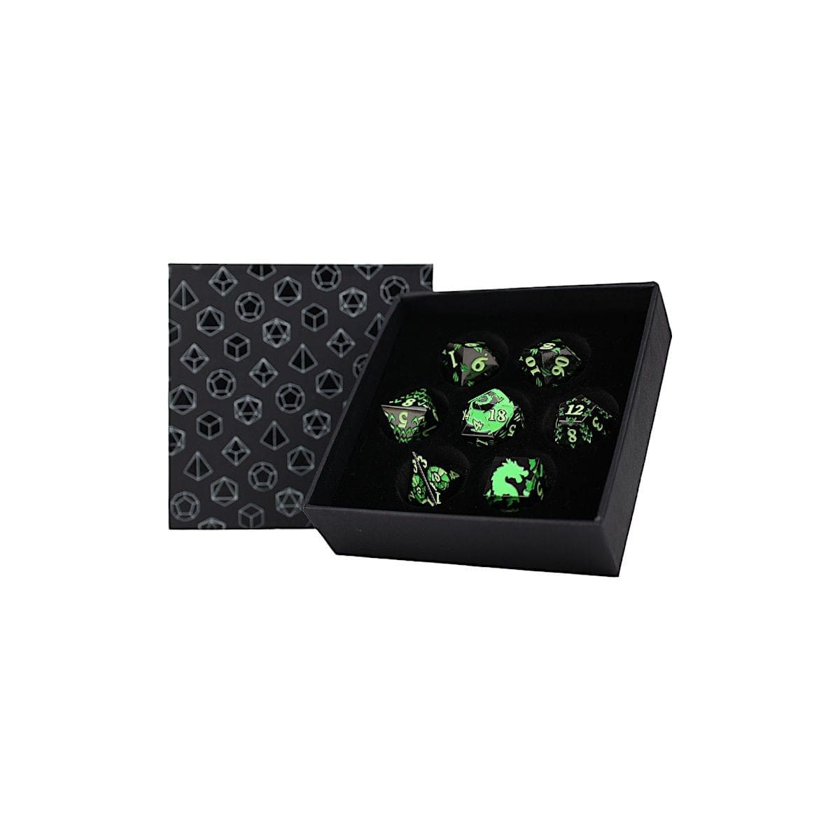 lets play games dice LPG Dice RPG Set Inscripted Dragon Green