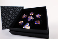 Thumbnail for lets play games dice LPG Dice Set - Metal RPG Concentric Blue/Black/Brass