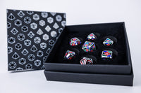 Thumbnail for lets play games dice LPG Dice Set - Metal RPG Leadlight 4 Colour/Silver