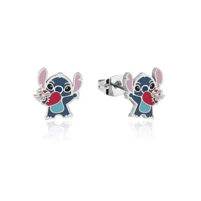 Techzone Geelong ECC Disney Lilo and Stitch Heart Enamel Stud Earrings