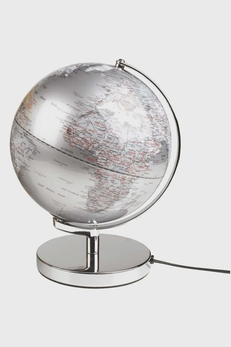 Landmark desk novelty Landmark - 25cm Silver Globe with LED Light